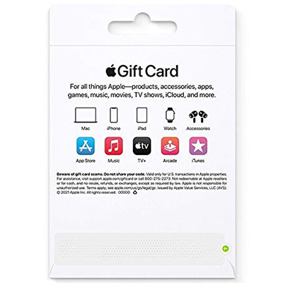 mặt sau thẻ Apple Gift Card - App Store, iTunes